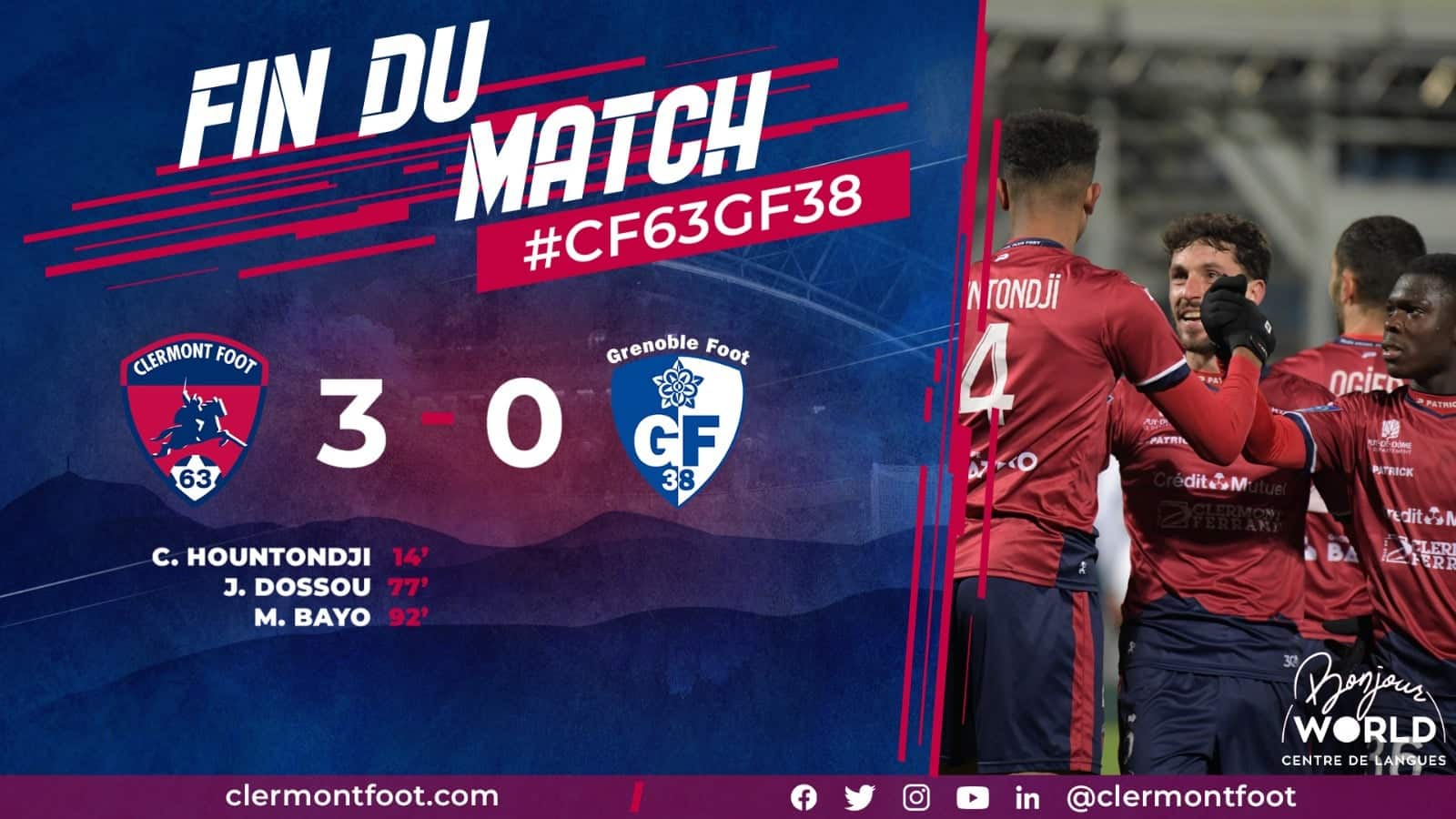 Clermont surclasse le leader Grenoble (3-0) !
